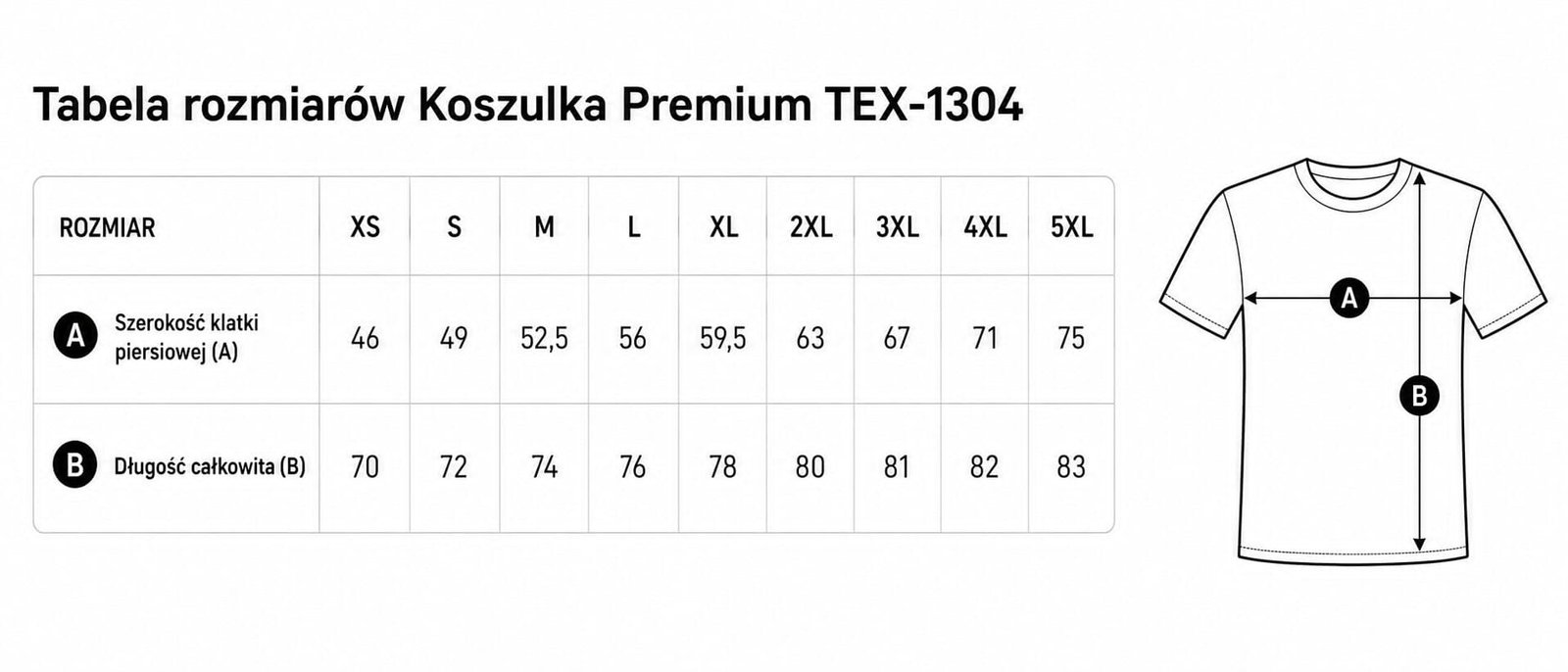 Tabela rozmiarów: Koszulka